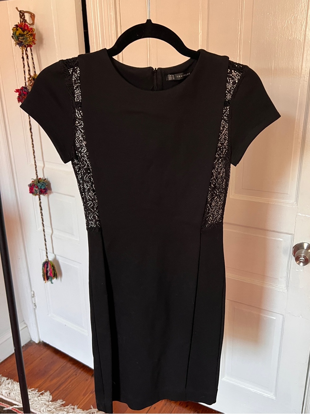 Zara Trafaluc Black Lace-Panel Sheath Bodycon Dress